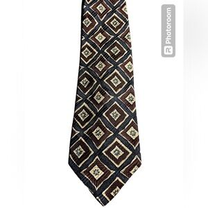 ROBERT TALBOTT Best of Class Men's Necktie Navy/Brown/Beige Print